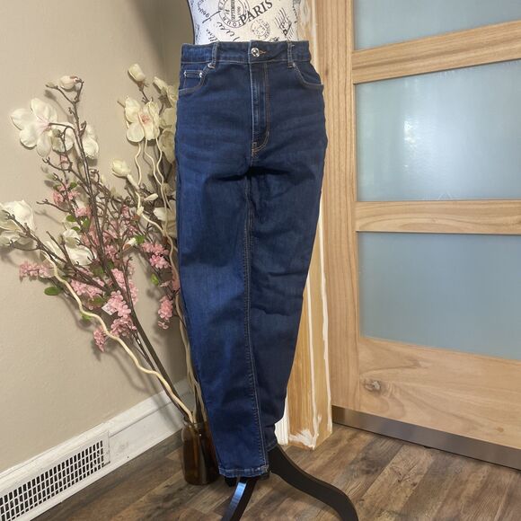 Zara Women's Blue High Waisted Medium Wash Stretch Skinny Denim Jeans Size 10 - Picture 1 of 8